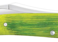 Case Lime Green Barnboard Jigged Bone RussLock Folding Knife #61044