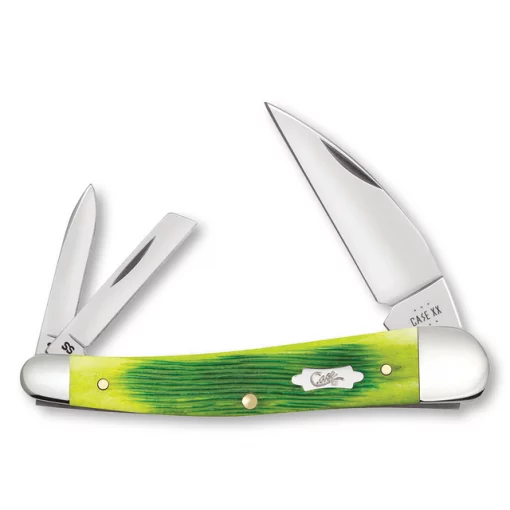 Case Lime Green Barnboard Jigged Bone Seahorse Whittler Folding Knife #61047