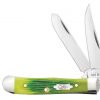 Case Lime Green Barnboard Jigged Bone Tiny Trapper Folding Knife #61046