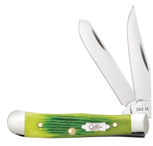 Case Lime Green Barnboard Jigged Bone Tiny Trapper Folding Knife #61046