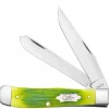 Case Trapper Barnboard Jig Lime Green Bone Stainless Steel Pocket Knife #61040