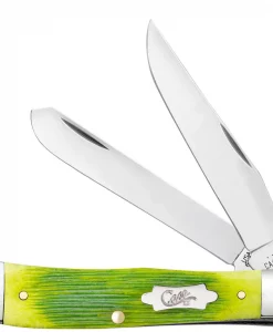 Case Trapper Barnboard Jig Lime Green Bone Stainless Steel Pocket Knife #61040