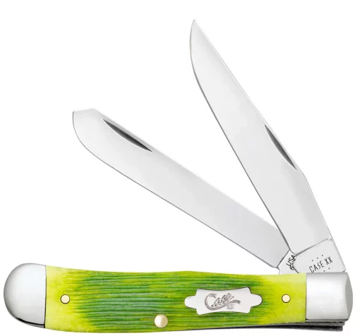 Case Trapper Barnboard Jig Lime Green Bone Stainless Steel Pocket Knife #61040