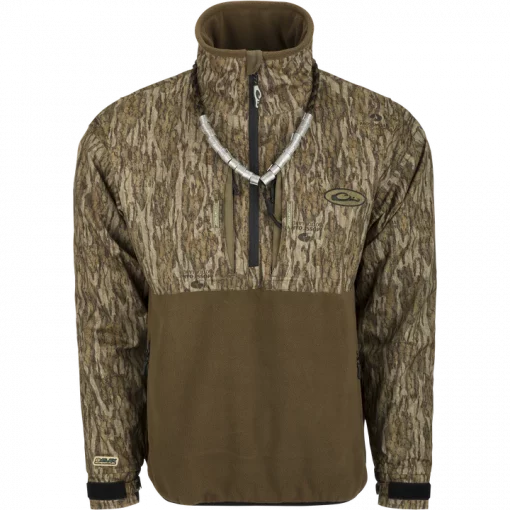 Drake MST Guardian Flex Fleece Eqwader Quarter Zip Jacket - Mossy Oak Bottomland #DW7370