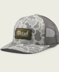 Marsh Wear Script Trucker Hat - Mallard Camo Stone #MWC1054