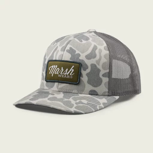 Marsh Wear Script Trucker Hat - Mallard Camo Stone #MWC1054