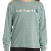 Carhartt Girls' Long-Sleeve Core Logo T-Shirt (Toddler/Child) - Shaded Spruce Snow Heather #CA9978