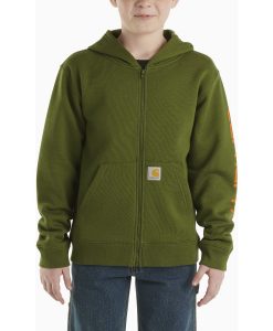 Carhartt Boys' Long-Sleeve Full Zip Logo Sweatshirt (Child/Youth) - Chive #CP8675