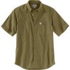 Carhartt Rugged Flex Relaxed Fit Midweight Canvas Short-Sleeve Shirt - Military Olive #103555