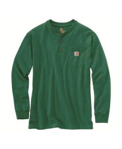 Carhartt Loose Fit Heavyweight Long-Sleeve Pocket Henley T-Shirt - North Woods Heather #K128