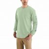 Carhartt Loose Fit Heavyweight Long-Sleeve Logo Sleeve Graphic T-Shirt - Soft Green #K231