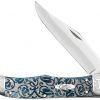 Case Embellished Smooth Mediterranean Blue Bone Ivy Folding Hunter Pocket Knife #10757