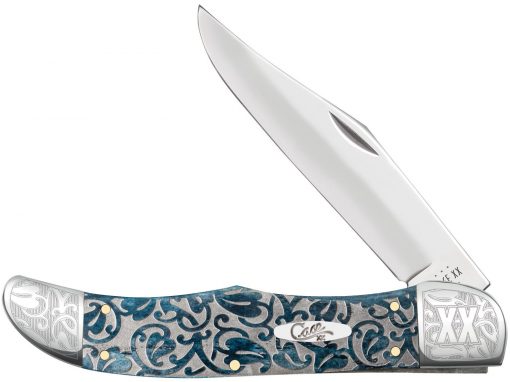 Case Embellished Smooth Mediterranean Blue Bone Ivy Folding Hunter Pocket Knife #10757