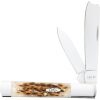 Case Peach Seed Jig Amber Bone Razor Pocket Knife #10722