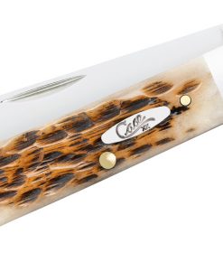 Case Peach Seed Jig Amber Bone Razor Pocket Knife #10722