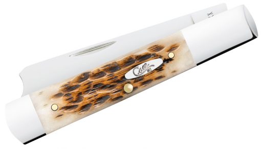 Case Peach Seed Jig Amber Bone Razor Pocket Knife #10722