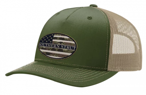 Southern Strut Brand Camo Oval Patch Hat