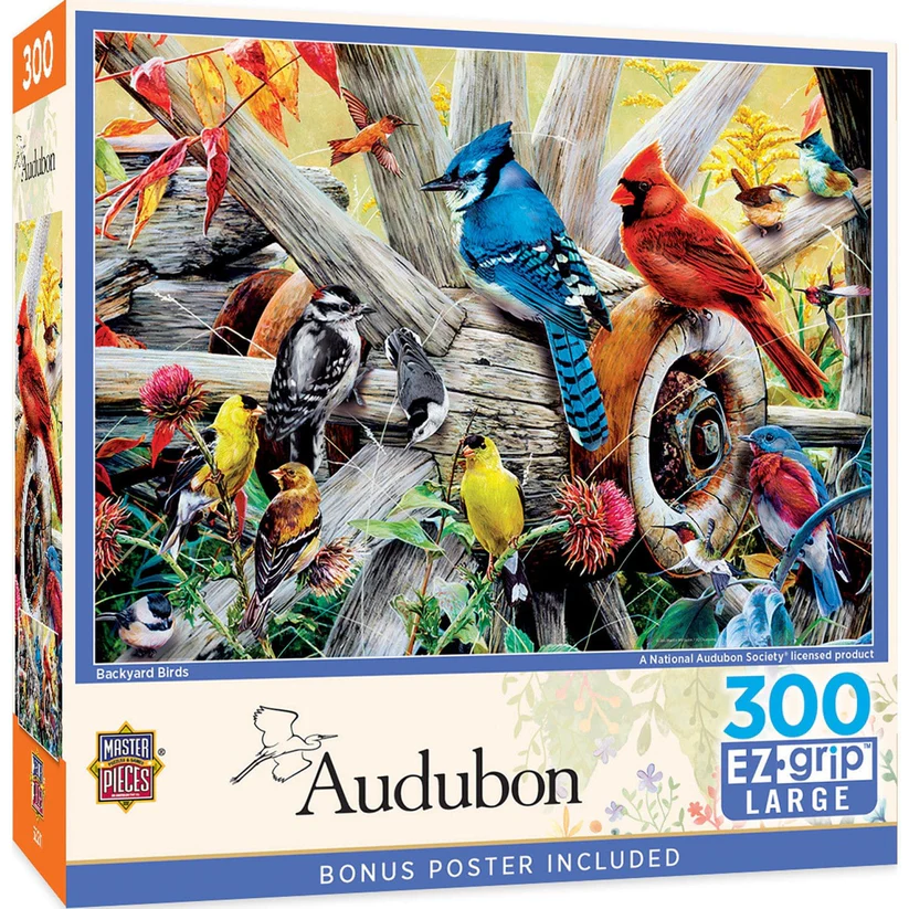Masterpieces Audubon Backyard Birds 300 Piece EZ Grip Large Jigsaw Puzzle #32301 Masterpieces Audubon Backyard Birds 300 Piece EZ Grip Large Jigsaw Puzzle #32301