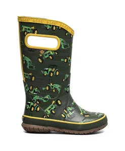 Bogs Boys' Rainboot Tractor Rain Boots – 100% Waterproof, Dark Green