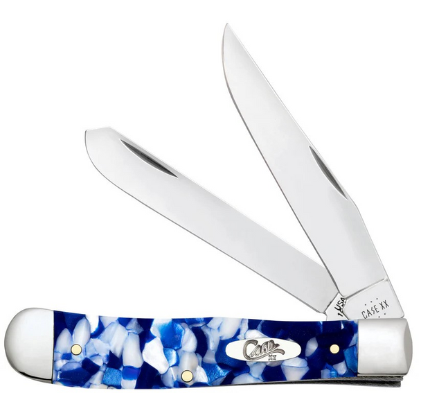 Case Knife Smooth Blue Crackle Kirinite Trapper Pocket Knife #CASE50720 Case Knife Smooth Blue Crackle Kirinite Trapper Pocket Knife #CASE50720
