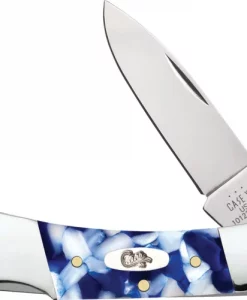 Case Knife Smooth Blue Crackle Kirinite Peanut Pocket Knife #CASE50723
