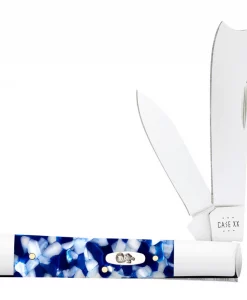 Case Knife Smooth Blue Crackle Kirinite Razor Pocket Knife #CASE50727