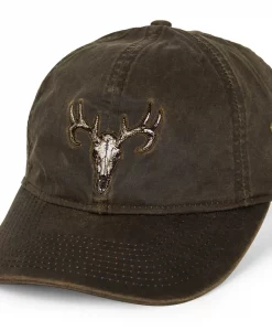 Paramount Outdoors Deer Skull Hunting Hat – Wax Cloth Dad Cap, Brown