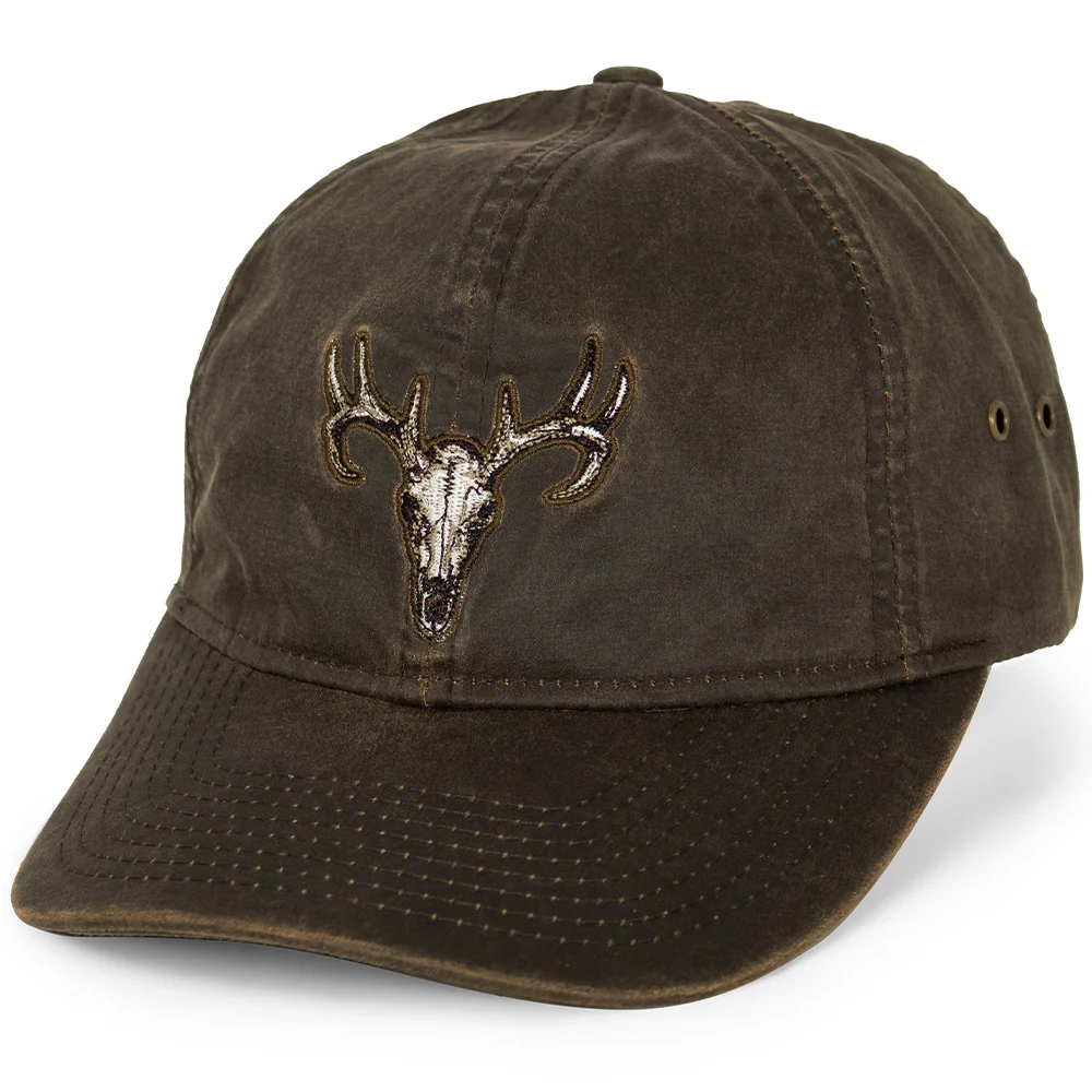 Paramount Outdoors Deer Skull Hunting Hat – Wax Cloth Dad Cap Brown Paramount Outdoors Deer Skull Hunting Hat – Wax Cloth Dad Cap, Brown