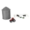 Tomy 1/64 Case IH Grain Bin Set With Tractor, Animals And Fence #44458