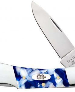 Case Knife Smooth Blue Crackle Kirinite Lockback Pocket Knife #CASE50721