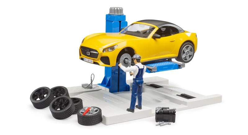 Bruder Bworld Car Service Center With Bruder Roadster #62112 Bruder Bworld Car Service Center With Bruder Roadster #62112