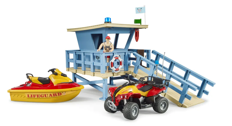 Bruder Bworld Lifeguard Station With Quad And Personal Water Craft #62780 Bruder Bworld Lifeguard Station With Quad And Personal Water Craft #62780