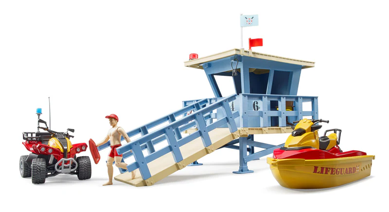 Bruder Bworld Lifeguard Station With Quad And Personal Water Craft #62780 Bruder Bworld Lifeguard Station With Quad And Personal Water Craft #62780