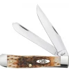 Case Knife Peach Seed Jig Amber Bone CS Trapper #00163
