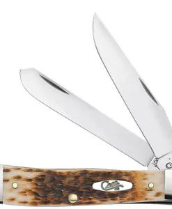 Case Knife Peach Seed Jig Amber Bone CS Trapper #00163