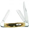 Case Knife Peach Seed Jig Amber Bone Carbon Steel Medium Stockman #00039