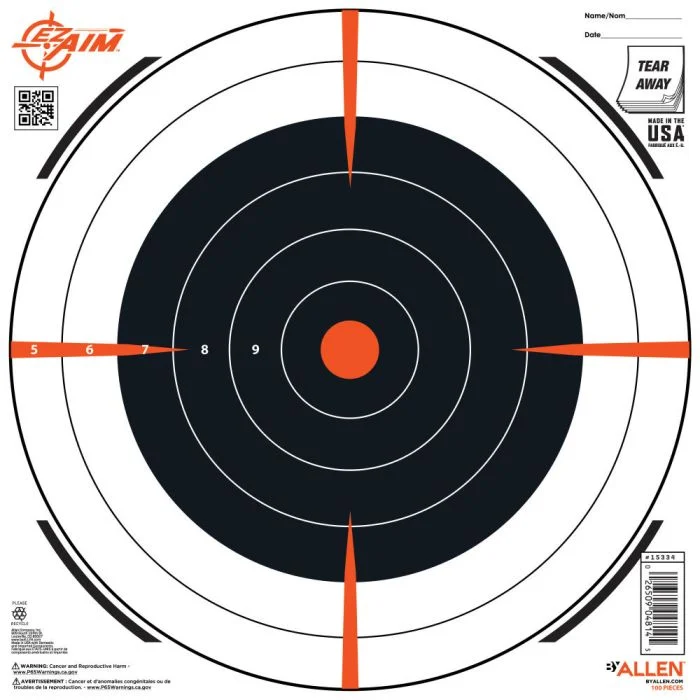 Allen Company 12" EZ Aim Bullseye Peel Away Target Pad - 100 Pack #15334-100 Allen Company 12" EZ Aim Bullseye Peel Away Target Pad - 100 Pack #15334-100