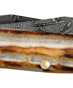 Case Knife Deep Canyon Jigged Burnt Natural Bone Muskrat Raindrop Damascus #27231