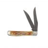 Case Knife Burnt Natural Bone Deep Canyon Jigged Damascus Mini Trapper Folding Knife #27233