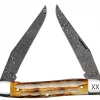 Case Knife Deep Canyon Jigged Burnt Natural Bone Muskrat Raindrop Damascus #27231