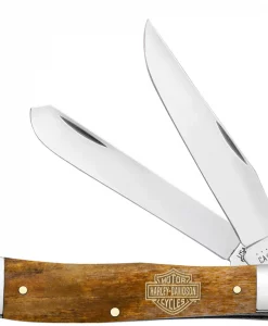 Case Knife Harley Davidson Embellished Smooth Antique Bone Trapper Knife #52226