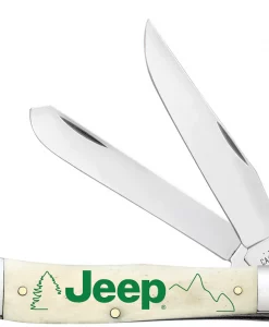 Case Knife Jeep Embellished Smooth Natural Bone Trapper Knife #27013