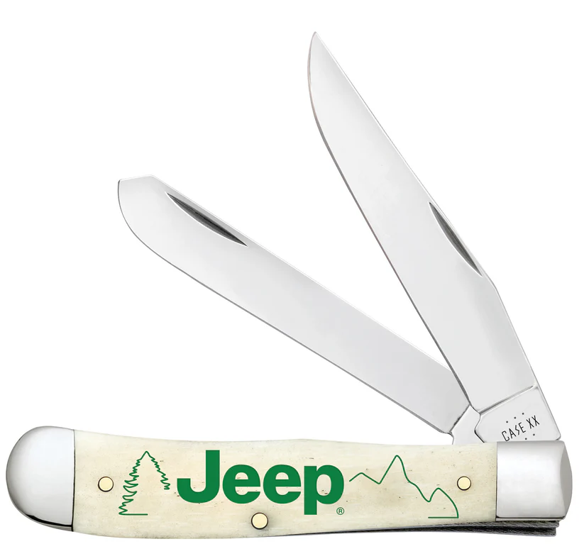 Case Knife Jeep Embellished Smooth Natural Bone Trapper Knife #27013 Case Knife Jeep Embellished Smooth Natural Bone Trapper Knife #27013