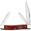 Case Knife Smooth Dark Red Burlap Micarta CS Medium Stockman Knife #12272