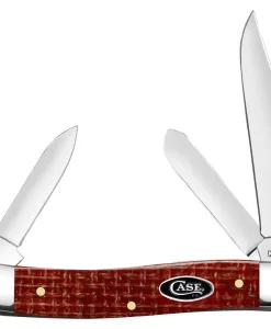 Case Knife Smooth Dark Red Burlap Micarta CS Medium Stockman Knife #12272
