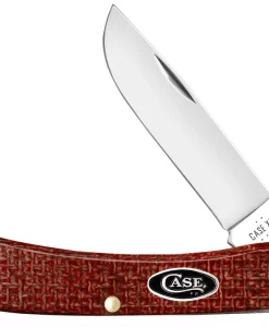 Case Knife Smooth Dark Red Burlap Micarta CS Sod Buster Jr #12273