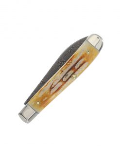 Case Knife Burnt Natural Bone Deep Canyon Jigged Damascus Mini Trapper Folding Knife #27233