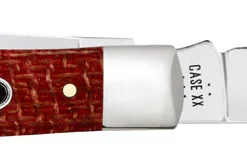 Case Knife Smooth Dark Red Burlap Micarta CS Trapper Knife #12270