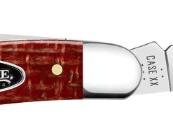 Case Knife Smooth Dark Red Burlap Micarta CS Medium Stockman Knife #12272