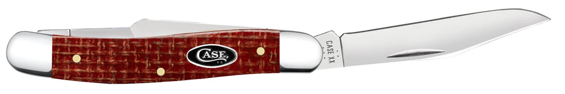 Case Knife Smooth Dark Red Burlap Micarta CS Medium Stockman Knife #12272 Case Knife Smooth Dark Red Burlap Micarta CS Medium Stockman Knife #12272